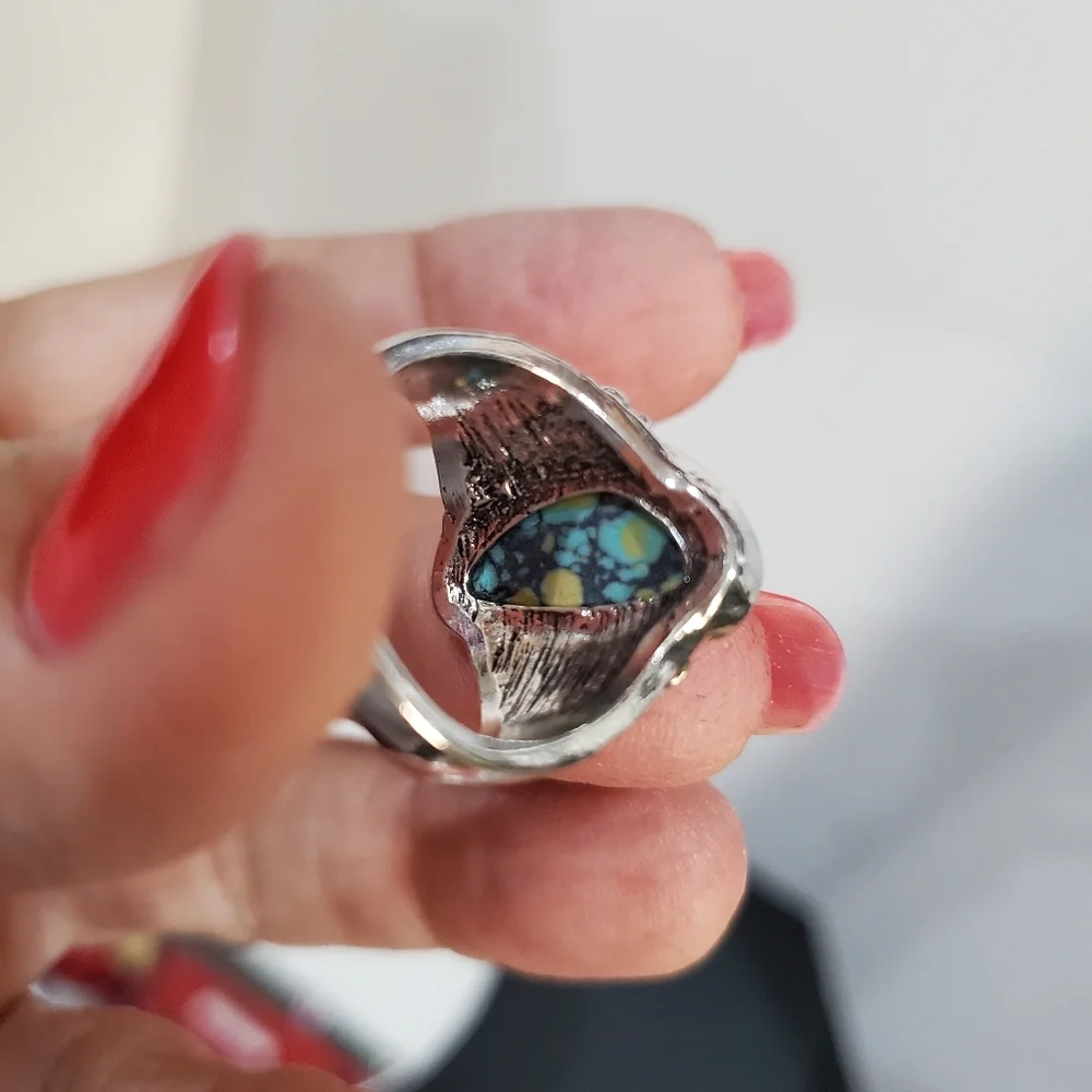 Faux Turquoise Ring Size 9 L👀K Costume Jewelry